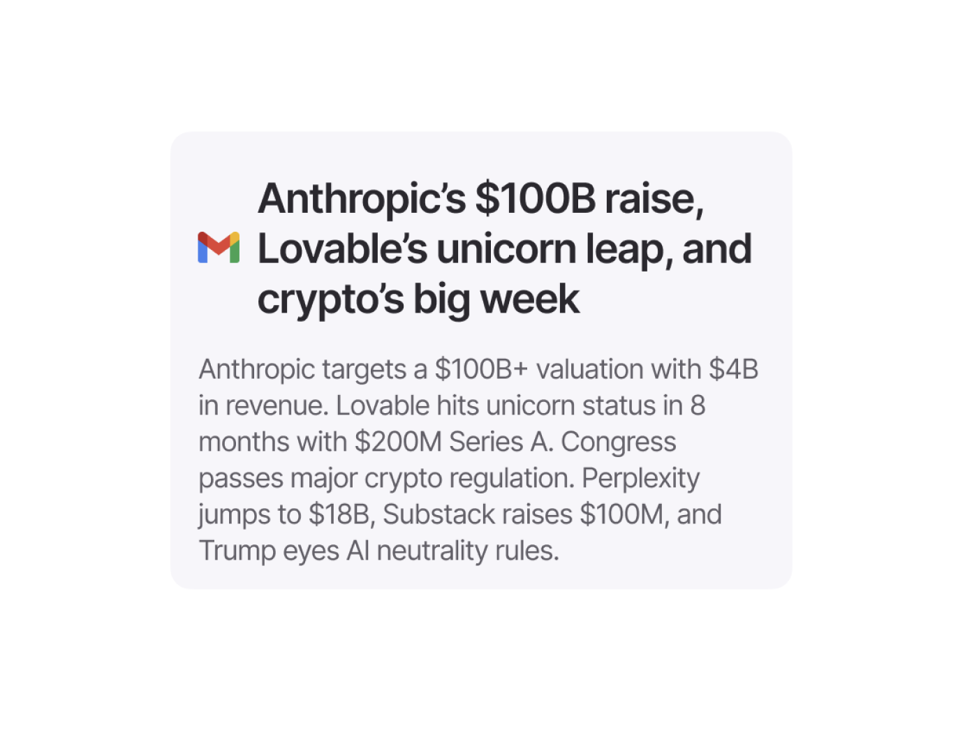Summary interface